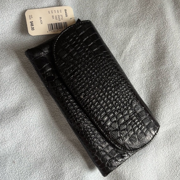 🖤 Bass Black Croco Trifold Wallet 🖤 - Picture 1 of 9